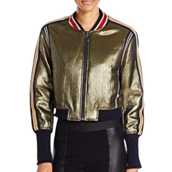NWT BCBMAXAZRIA Andreas Metallic Bomber Jacket Size XS - Picture 15 of 16